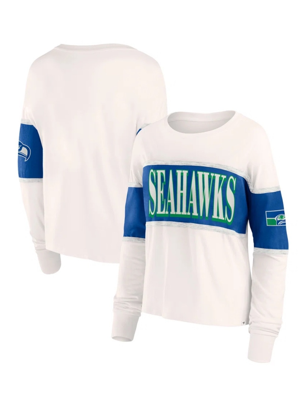 Seattle Seahawks Fanatics Cream Antique Block Long Sleeve Tee NFL Football-3XL